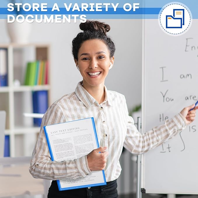 Henoyso 24 Pcs Plastic Folders with Clear Front Pocket and 3 Prong Take Home Plastic 2 Pocket Folder Back to School for Students Parent Teacher Communication for School Office (Blue)