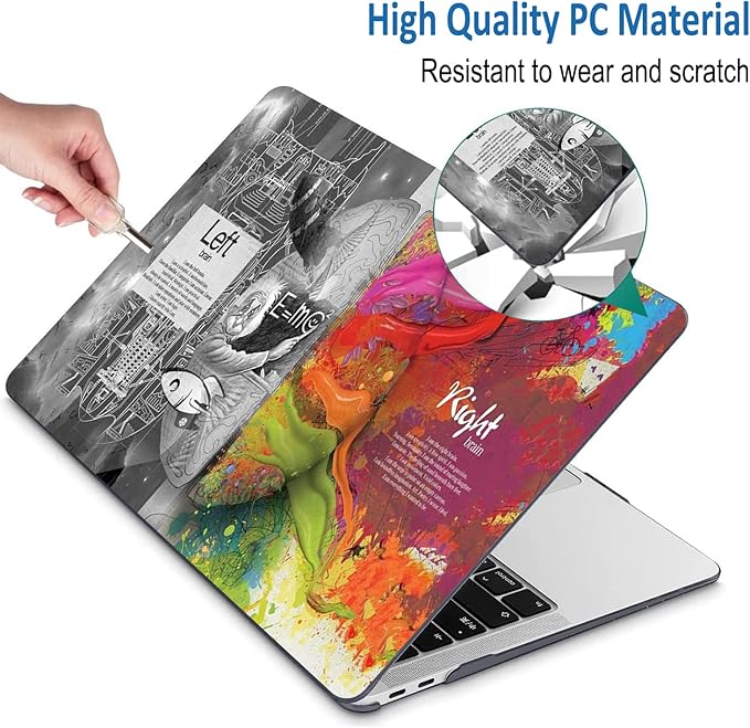 Compatible with MacBook Pro 13 Inch Case M2/M1 2025 2022-2017 A2338 A2289 A2251 A2159 A1989 A1706 A1708 Plastic Hard Shell Case&Keyboard Skin&Mac OS Keyboard Sticker (Einstein's Brain)