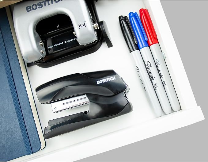 Bostitch Office Heavy Duty Stapler, 40 Sheet Capacity, No Jam, Half Strip, Fits into the Palm of Your Hand, For Classroom, Office or Desk, Black