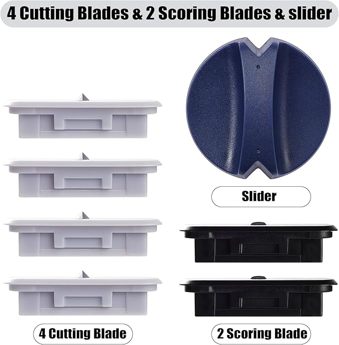 6-Pack Trimmer Replacement Blades for Fiskars Paper Trimmer, Replacement Blade for All Series of Fiskars/Portable&Precision Trimmer,Arts and Crafts,4 Cutting&2 Scoring Blades,a Slider,Blue