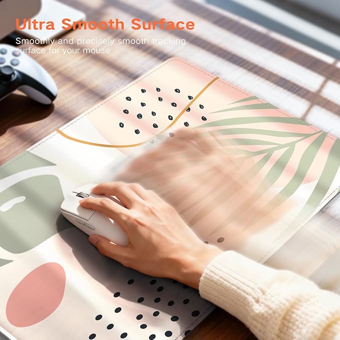 iCasso Heated Mouse Pad Hand Warmer, Heated Desk Pad, 35.4" x 15.7" Warm Desk Protector Mat with 4 Heating Levels for Computer Keyboard, XXL Large Mousepad for Home Office Work (Morandi)