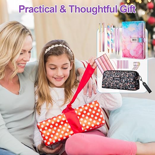 24 PCS Aesthetic School Supplies with Password Lock Notebook, Pen Case, Mechanical Pencils, Black Ink Gel Pens, Highlighters, Ballpoint Pens, Sticky Notes, Washi Tapes, Cute Stationery Essentials Set