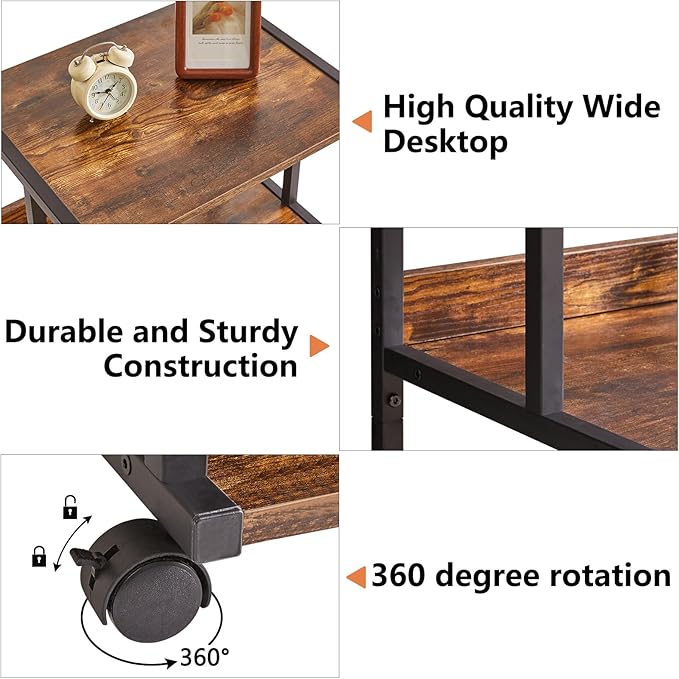 IBUYKE Printer Stand with Storage Shelf,3 Tier Printer Table with Wheels,Printer Cart for Home Office Organization, Rolling Cart Stand for Heat Press Microwave and Mini Fridge TPS001H