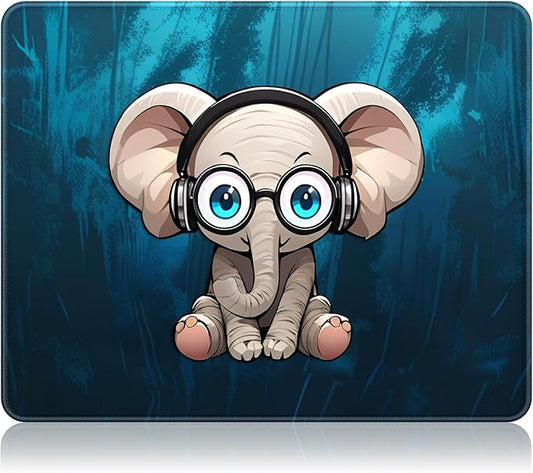 Auhoahsil Mouse Pad, 12 x 10 in Animals Theme Computer Mouse Pad for Desk, Premium-Textured Non-Slip Rubber Stitched Edges Waterproof Square Mouse Mat for Gaming Work Wireless Mice, Elephant