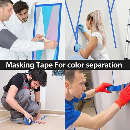 Leelosp 25 Rolls Masking Tape Bulk General Purpose Masking Tape Paint Craft Painter Artist Multi Use School Classroom Supplies, 0.75 Inch x 55 Yards, 1375 Yards Total (Blue)