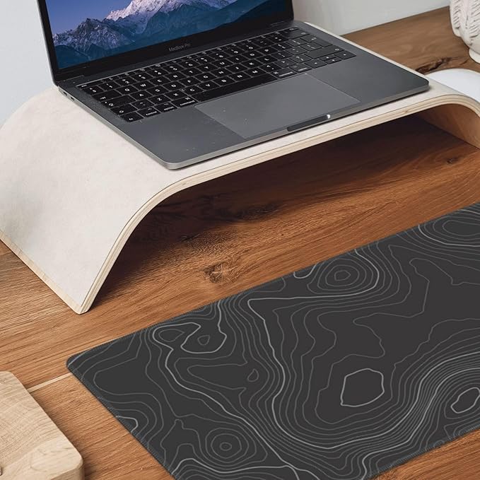 Topographic Contour Extended Big Mouse Pad Large,Gaming Mouse Pad Desk Pad,31.5×11.8 Inch Long Computer Keyboard Mouse Mat Mousepad with 3mm Non-Slip Base and Stitched Edge for Gaming and Office