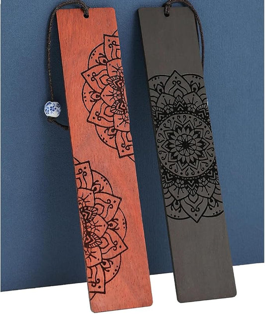 Mandala Bookmark, Book Marks for Book Lovers, Wooden Bookmarks for Adults, Book Lover Gifts (Round Mandala)