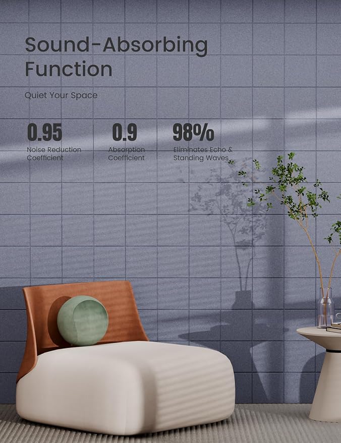 Bumusty Large Cork Board Alternative-47 x35 Felt Bulletin Board Tiles, with 30 Pushpins, 70 Adhesive Tabs, 12-Pack Slat Wall Paneling, Cork Boards for Office Push Pin Board Felt Board-Soft Periwinkle