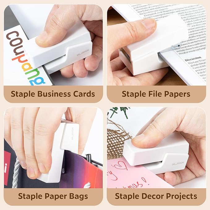 Mini Stapler with 830 Staples, Small Cute Desk Staplers, 25 Sheet Capacity, White