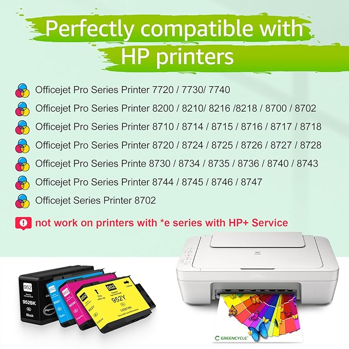Upgraded 952xl Ink Cartridges Combo Pack Replacement for HP 952 XL High Yield Compatible with OfficeJet Pro 8710 8720 8740 7740 8210 Printer (1 Black 1 Cyan 1 Magenta 1 Yellow)