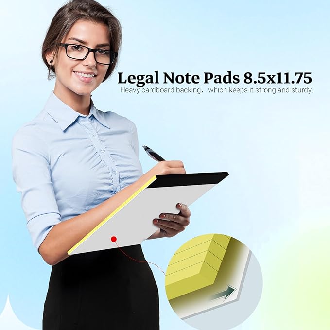 Yellow Legal Pad, 8.5 x 11 College Ruled Notepad, 12 Pack Legal Notepads 8.5 x 11 Writing Pads, 30 Sheets Per Note Pad, Micro Perforated Lined Paper 8.5 x 11 for Work Study Daily Note Taking List