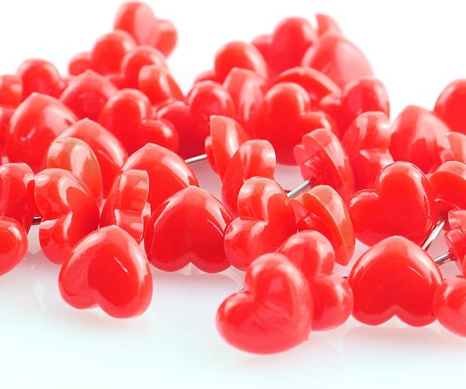 100pcs Heart Shape Push Pins for Home School Office Notice Board Cork Board,Cute Thumbtacks Tacks Decorative Pushpins Accessories Supplies(Pink +Red)