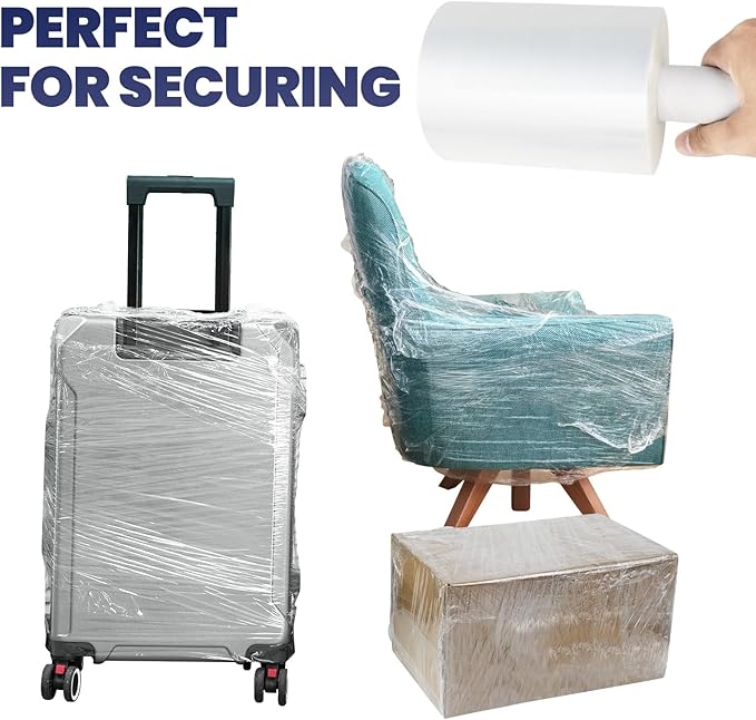 ADHES Mini Hand Stretch Wrap Film, 5 Inch x 1000 Feet 80 Gauge Industrial Strength Stretch Film, Shrink Wrap Roll for Packing, Pallet, Furniture Wrapping Moving & Protection