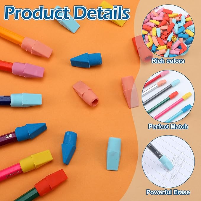240 Pcs Pencil Top Erasers Cap Bulk Cute Pencil Toppers Erasers School Office Supplies for Students Teachers Art School Office Classroom Supplies(Bright Colors)