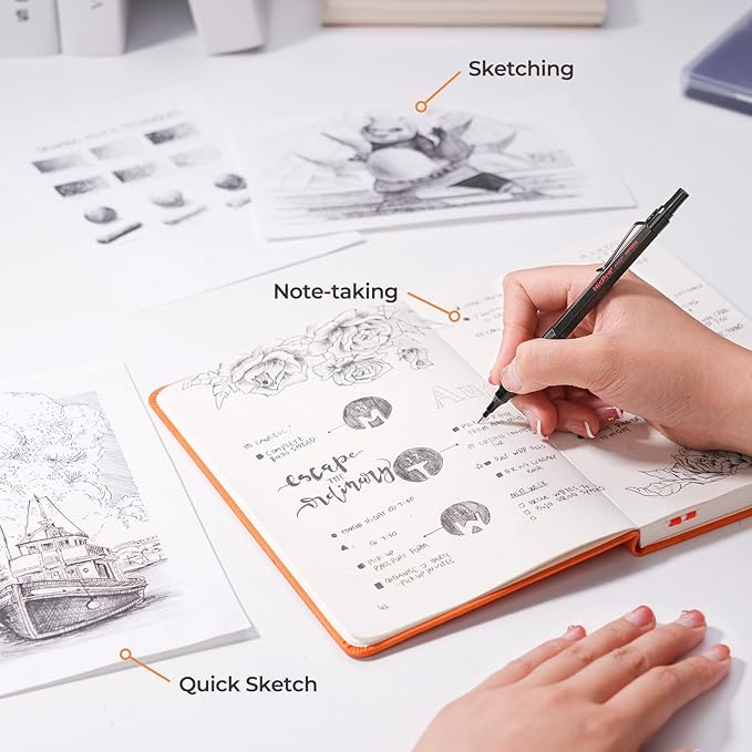 Nicpro 35PCS Black Metal Mechanical Pencils Set in Case, Art Drafting Pencil 0.5, 0.7, 0.9 mm & 3PCS 2mm Graphite Lead Holder for Drawing Sketching With 20 Tube Lead Refills(6B 4B 2B HB 2H 4H Colors)