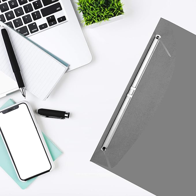 OLYMPX 50 Pcs of 3” Capacity Premium Metal Prong Paper Fastener Complete Set, 8.5 Inch Base with Standard 2-Hole Punch Compressor for Paper File Folder, 50 per Box