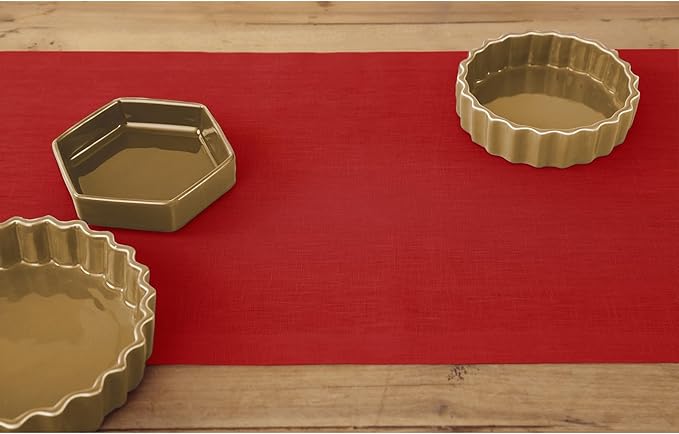 Solino Home Linen Red Table Runner 120 Inches Long - 100% Pure Linen 14 x 120 Inch Table Runner for Christmas, Holiday, Winter - Fete