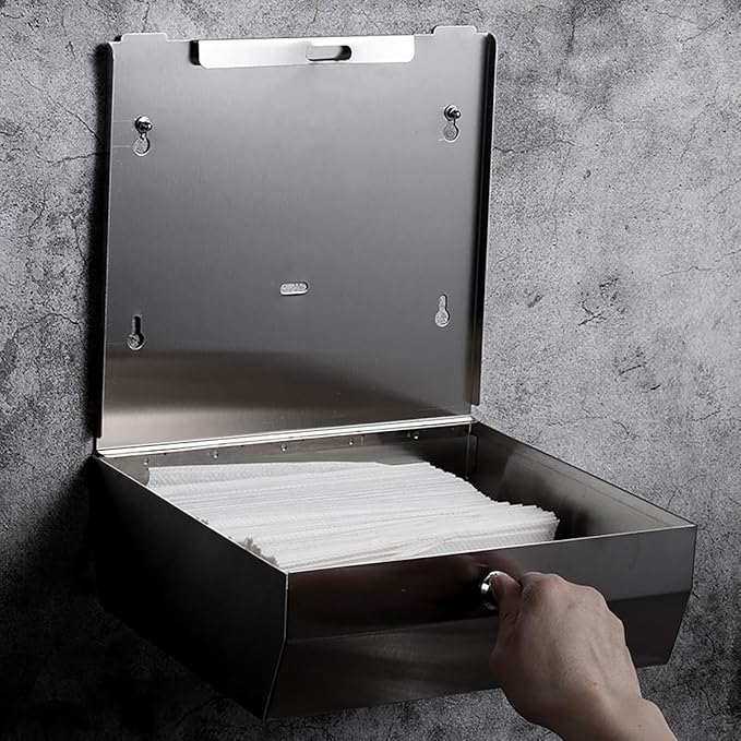 Comercial Paper Towel Dispenser Wall Mount, Stainless Steel Hand Towel Dispenser with Lock, Trifold/C Fold Paper Towel Holder for Bathroom Kitchen Office Public Places, Large Capacity Tissue Holder