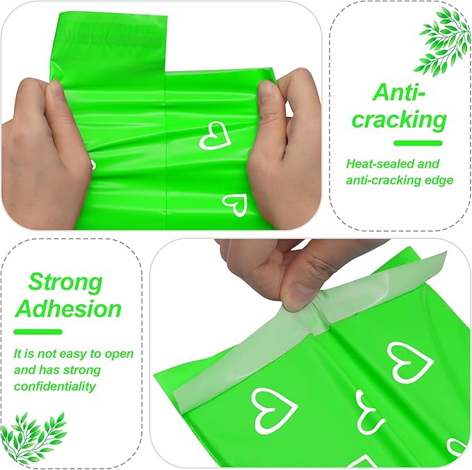 JinRuiKJ Thank You Poly Mailer 6x9 Inch 100 PCS, Shipping Bags for Clothing, Packaging Bags for Small Business, Strong Adhensive, Waterproof and Tear-Resistant Mailing Envelopes, Green
