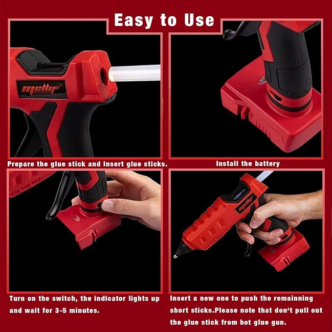 Cordless Hot Glue Gun Compatible with Milwaukee 18V Battery, Mellif Handheld Electric Power Glue Gun Full Size for Arts & Crafts & DIY with 20 0.43" Glue Sticks (Tool Only)
