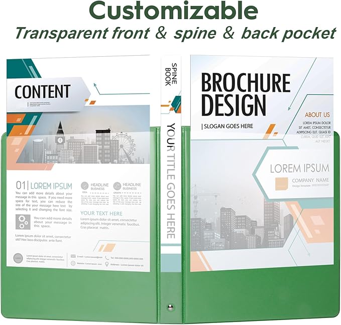 COMIX Standard 3 Ring Binder 1 inch with Clear View Cover, 1" Round Ring View Binder Holds 200 Sheets of US Letter Size Paper for School Office Supplies, 6 Pack (Sea Green)