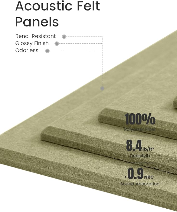 Bumusty Large Felt Bulletin Board 48" x 36" Cork Board Alternative-12 Pack with 70 Safe Removable Adhesive Tabs, Cork Boards for Walls Cork Board for Home Office Classroom Pin Board (Olive Green)