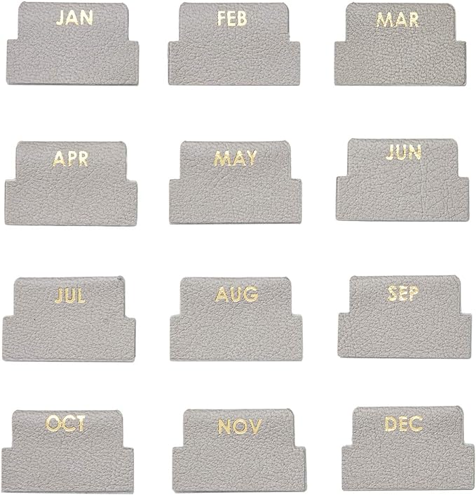 Vegan Leather Gold Foil Mini 12 Month Adhesive Tabs for Folders, Pages. Organize Your Files, Books and Agenda's with These Sticky January Through December File Tabs - Erin Condren