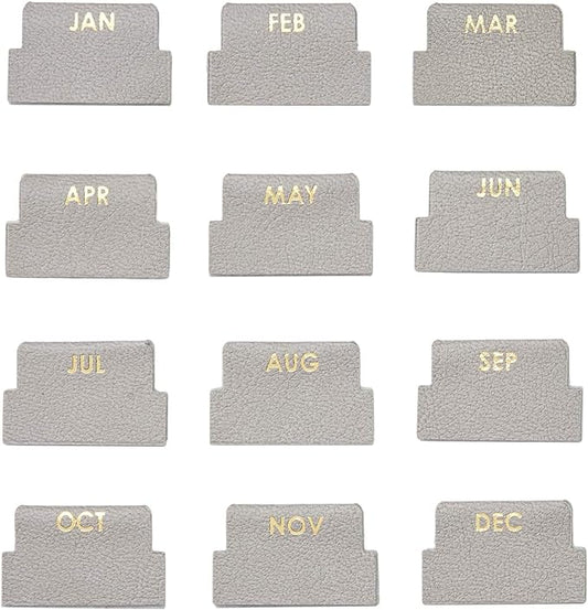 Vegan Leather Gold Foil Mini 12 Month Adhesive Tabs for Folders, Pages. Organize Your Files, Books and Agenda's with These Sticky January Through December File Tabs - Erin Condren