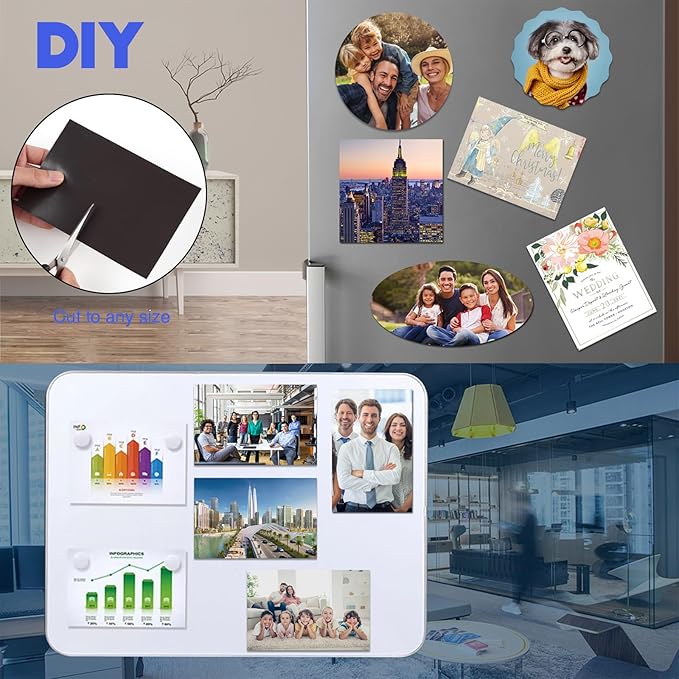 Magnetic Self Adhesive Sheets-8”x 10”,12 Pack Cuttable Picture and Photo Adhesive Magnet,Sticky Magnet Sheets for Craft Magnets,stickers