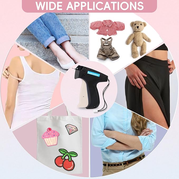 Clothing Sewing Gun - Portable Sticky Gun for Clothes with Storage Box and 4500 Black/White/Transparent Fasteners