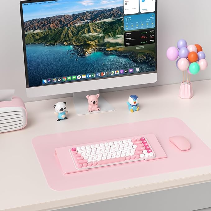 Ergonomic Computer Keyboard Stand - 17 Inch Pink Acrylic Keyboard Riser for Desk Tilted Keyboard Holder Tray with Non-Slip Strip for Home Office Easy Typing & Working