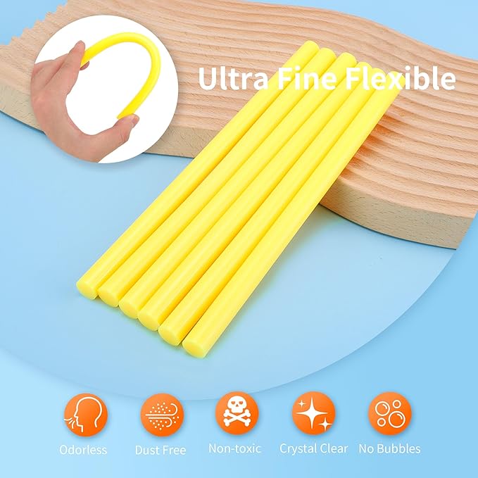 MATUFF Yellow hot Glue Sticks Full Size 0.43” Dia x 8” Long, 52 pcs Hot melt Adhesive Glue Sticks, All-Purpose Colored Glue Gun Sticks for Christmas Decoration Crafts Arts School Home Repair Bonding