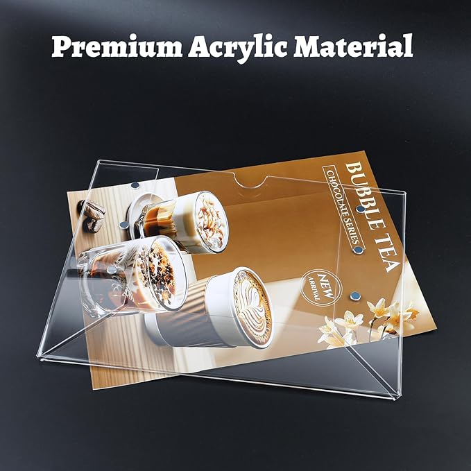 Acrylic Rigid Sign Holder 8.5 x 11 3Pack with Magnet and Self-adhesive, Horizontal and Vertical for Wall/Door/Window/Metal Surface, for Office/Store/Elevator Notices Poster Document Display