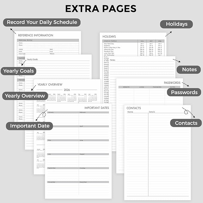 SKYDUE 2026 Appointment Book, 8.5" x 11", Hourly Planner with 15 & 30-Minute Increments, Weekly & Monthly Planner for January - December 2026, Perfect for Daily Planning, Black