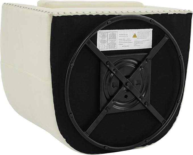 UIXE 360° Swivel Barrel Accent Chair, Modern Upholstered Arm Chair Round Club Armchair, Nailhead Trim Single Sofa Seating in Fabric for Living Room - White