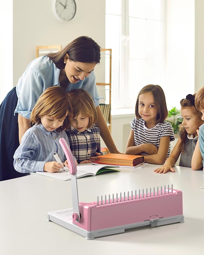 MAKEASY Binding Machine, 21-Hole, Comb Binding Machines with 100PCS Comb Bindings Spines, Comb Binder for Letter Size, A4, A5 Paper