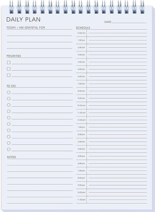 24 Hour Daily Planner - To Do List for Work & Personal Life, Productivity Everyday Planner, Daily Schedule, 6.5 x 9.8