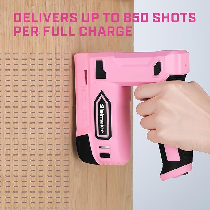 Bielmeier Pink Cordless Staple Gun, 2-in-1 Nail Gun Battery Powered with 2650Pcs Staples and Nails, 4V Brad Nailer Tacker Electric Stapler for Upholstery, Material Repair, Carpentry, Wood, DIY