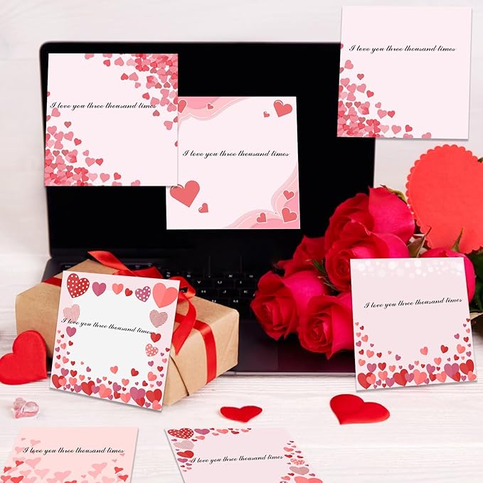 9 Pieces Valentine's Day Sticky Notes Self-Adhesive Heart Note Pads for School Office Home Supplies - Students Teachers Gift