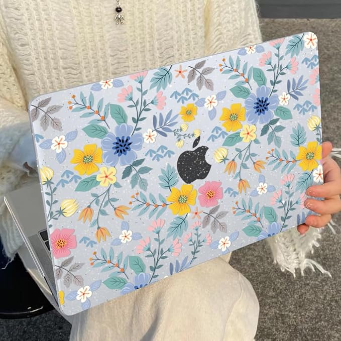 Case Compatible with MacBook Air 13.6 inch 2025 2024 2023 2022 M4 M3 M2 A3113 A2681 A3240 Cover with Touch ID, Pattern Plastic Hard Shell Case for MacBook Air 13 inch M4 2025, Flowers L213