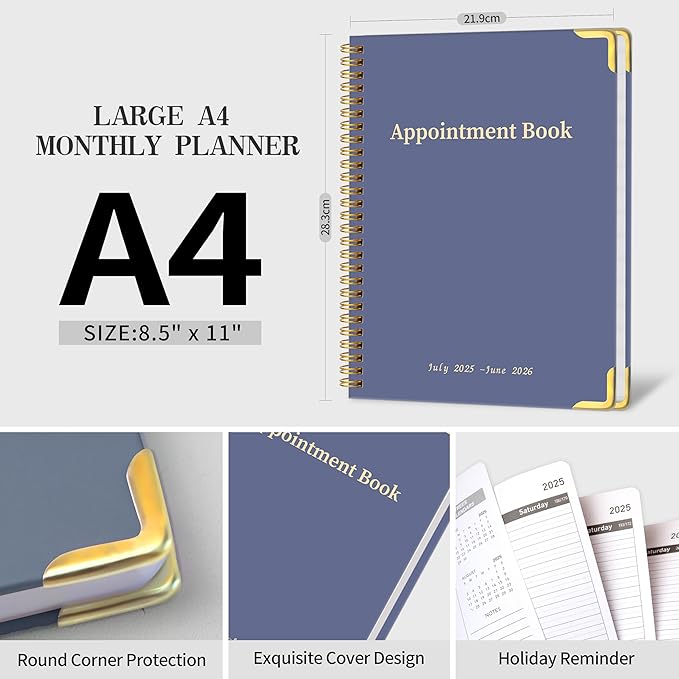 Appointment Book/Planner 2025-2026 - Daily Hourly Schedule Planner from 7am - 10 pm, Weekly & Monthly Hourly Appointment Book Calendar from July 2025 - June 2026, 9" x 11" -Purple