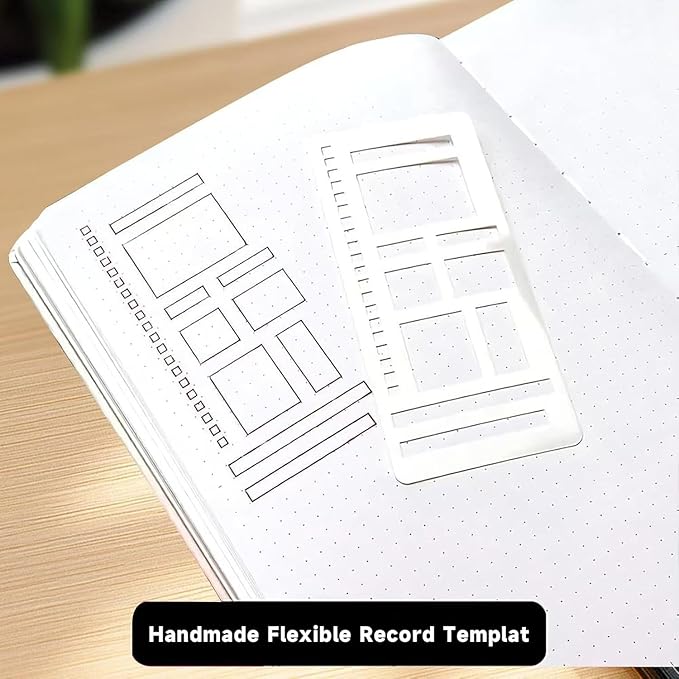 Handmade Flexible Record Template, 3 Pack Flexible Journal Stencil Set, Reusable Flexible Record Template, Planner Stencil Set for Dot Grid Journals, Versatile Drawing Templates Kit (C)