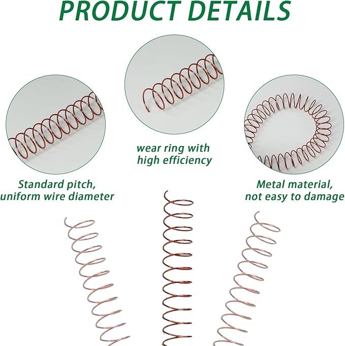 RAYSON 15.9mm Spiral Wire Coil Binding, 3:1 Pitch, 5/8" Metal Coils Spiral Binding 140 Sheets Capacity, Multicolor Color & Pack of 100
