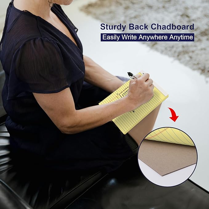 ViVin 5 x 8 Inch Legal Pads, 12 Pack, Narrow Ruled, 50 Sheets Per Writing Pad, Perforated Note Pads Ideal for Home, Office, Business, 600 Sheets, Canary Yellow Paper