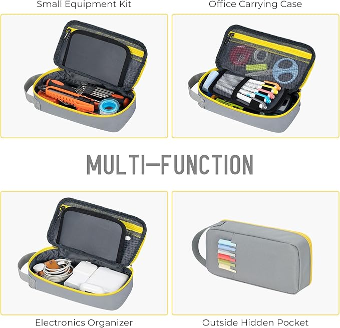 ECHSRT Big Pencil Case, Aesthetic Portable Zipper Pencil Bag with Hidden Pocket, Special Pouch for Men Women Adults, Stationery Organizer Pen Cases for Office Travel, Grey