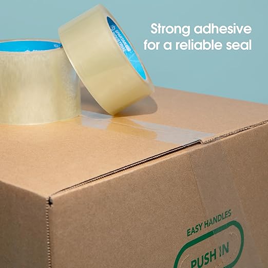 Spartan Industrial - 3" X 60 yd Clear Packing Tape Rolls - 6 of Wide Heavy Duty Tape for Packing, Moving, Shipping, and More - 2.7 Mil