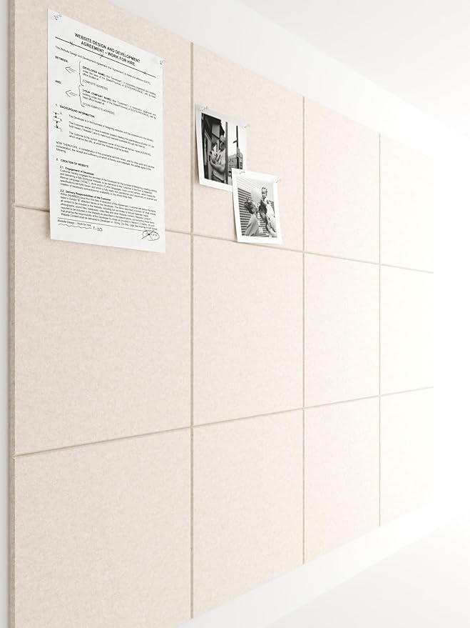 Bumusty Large Cork Board 47"x35" Alternative - 12 Pack Felt Wall Tiles with 70 Safe Removable Adhesive Tabs, 30 Pushpins, Cork Boards for Walls Pin Board Bulletin Board Office Decor (Oatmeal)