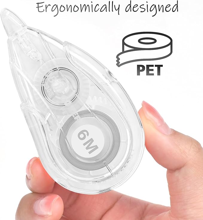 White Correction Tape Dispenser, Easy To Use Applicator for Instant Corrections, For school, Office (12pack, 6M/256, Tape Width 0.2in)