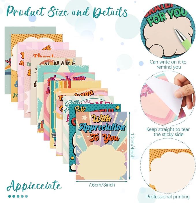 Geyee 24 Pcs Retro Employee Sticky Notes with Funny Pens Fun Notepads for Adults Coworkers Nurse 3 x 4 Inch to Do List Notepads with Sayings Pen for Lab Week Gifts Teacher Office Supplies