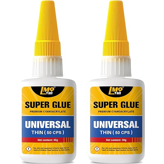 Super Glue Clear 60 Gram Liquid, All Purpose Superglue Instant Cyanoacrylate Adhesive for Plastic Ceramic Wood Leather Rubber Metal Glass Pla Shoe Sole Repair, Heavy Duty CA Oily Glue Strong Bonding